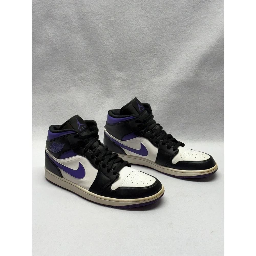 Nike Air Jordan 1 Mid Court Purple Black White 554724-095 Mens 14